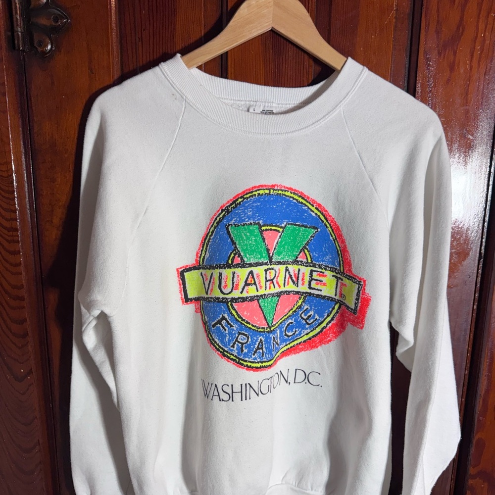 Fruit of the Loom White Sweatshirt with Colorful Logo
